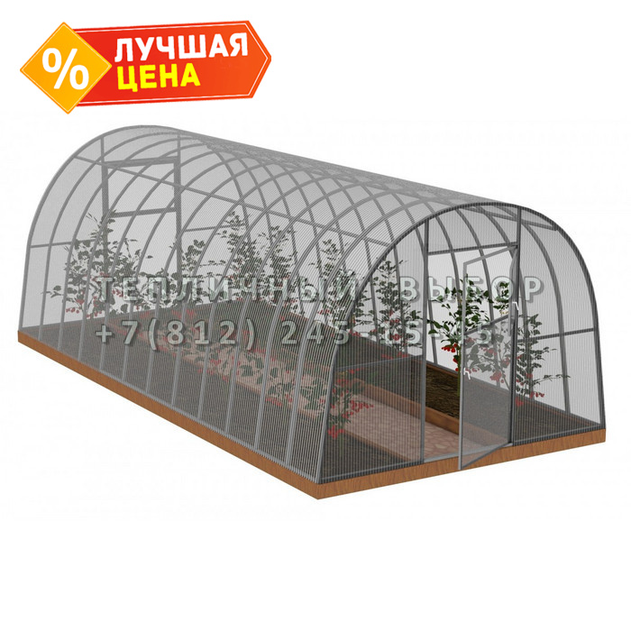 Теплица из поликарбоната Арочная 2,5х10 h=2 м профиль 20х20 мм
